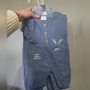 Wonder Nation Easter Bunny Romper W/ Bib New With Tags